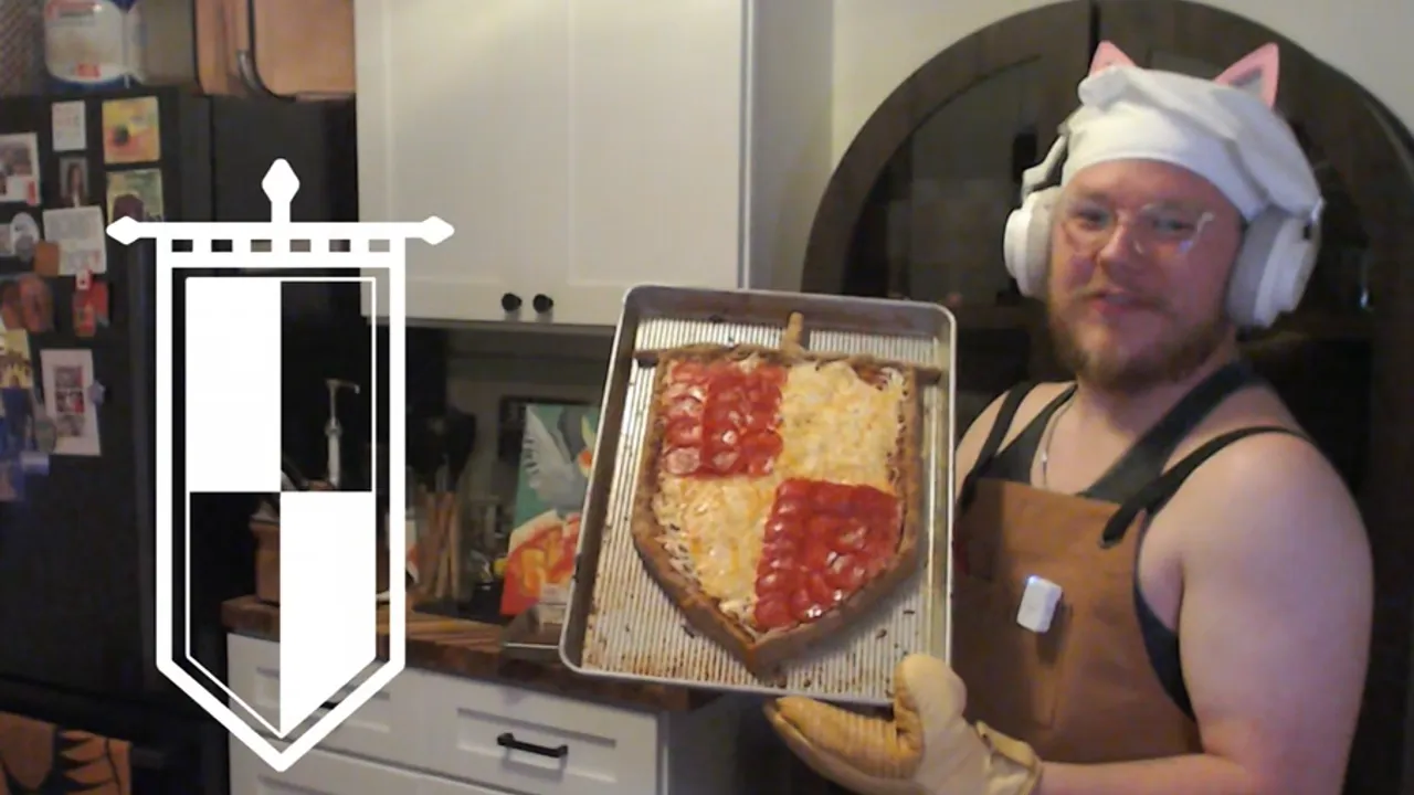 streamer with pizza in hand
